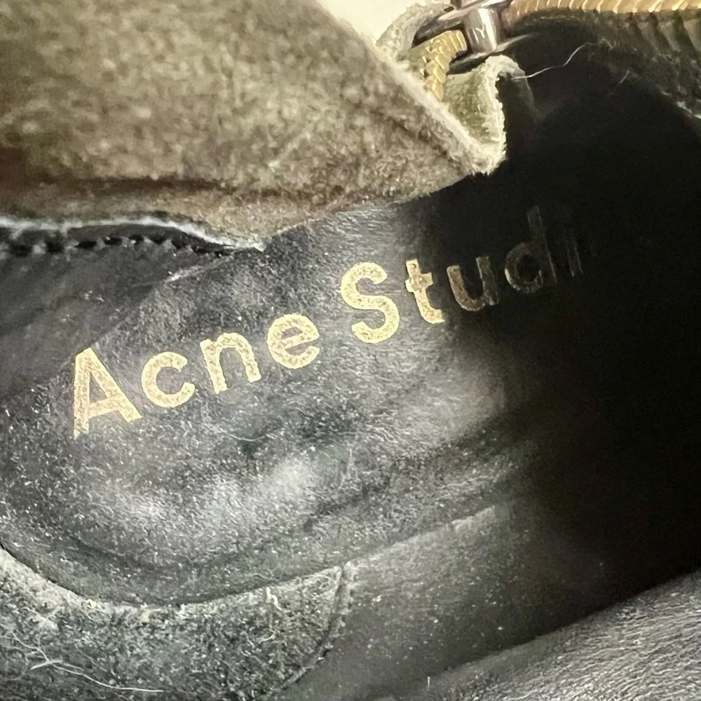 Acne Studios Pistol Suede Ecru Boot 37 Leather Women 7M Fringe Ankle Booties